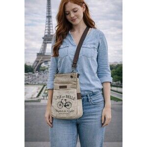 Bella Taylor Canvas Crossbody Bag Bicycle Print Boho Messenger Vintage Rustic